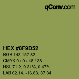 Color code: HEX #8F9D52 | qconv.com
