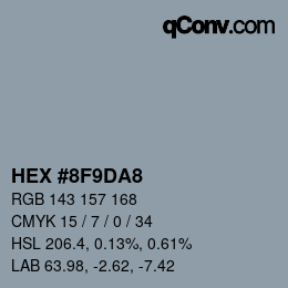 颜色代码: HEX #8F9DA8 | qconv.com