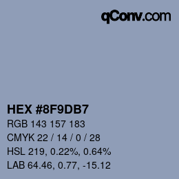 Color code: HEX #8F9DB7 | qconv.com