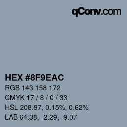 カラーコード: HEX #8F9EAC | qconv.com