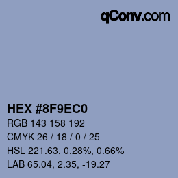 颜色代码: HEX #8F9EC0 | qconv.com