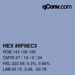 颜色代码: HEX #8F9EC3 | qconv.com
