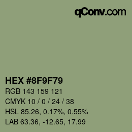 Color code: HEX #8F9F79 | qconv.com