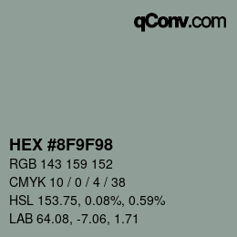 颜色代码: HEX #8F9F98 | qconv.com