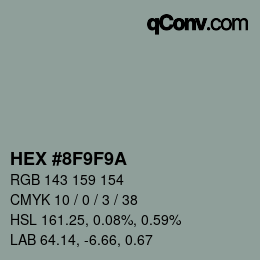 Color code: HEX #8F9F9A | qconv.com