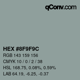 Color code: HEX #8F9F9C | qconv.com