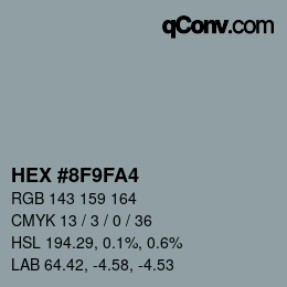 Color code: HEX #8F9FA4 | qconv.com