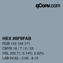 Código de color: HEX #8F9FAB | qconv.com