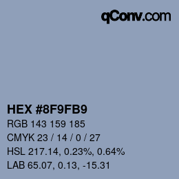Color code: HEX #8F9FB9 | qconv.com