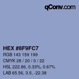 颜色代码: HEX #8F9FC7 | qconv.com