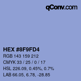 カラーコード: HEX #8F9FD4 | qconv.com