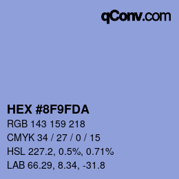 Farbcode: HEX #8F9FDA | qconv.com