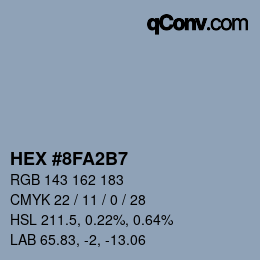 颜色代码: HEX #8FA2B7 | qconv.com