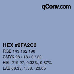 Farbcode: HEX #8FA2C6 | qconv.com