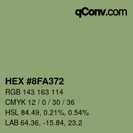 カラーコード: HEX #8FA372 | qconv.com