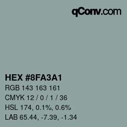 Color code: HEX #8FA3A1 | qconv.com