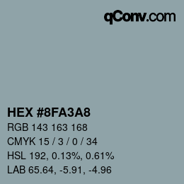 Color code: HEX #8FA3A8 | qconv.com