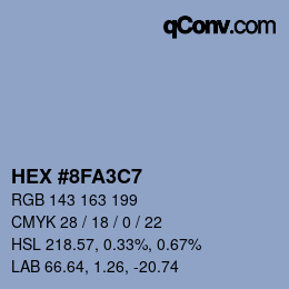 カラーコード: HEX #8FA3C7 | qconv.com
