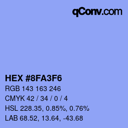 カラーコード: HEX #8FA3F6 | qconv.com