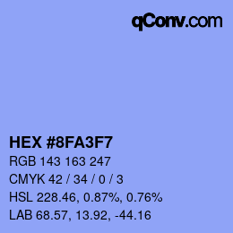 Color code: HEX #8FA3F7 | qconv.com