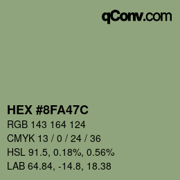 Código de color: HEX #8FA47C | qconv.com