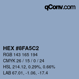 カラーコード: HEX #8FA5C2 | qconv.com