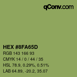 カラーコード: HEX #8FA65D | qconv.com