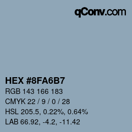 カラーコード: HEX #8FA6B7 | qconv.com