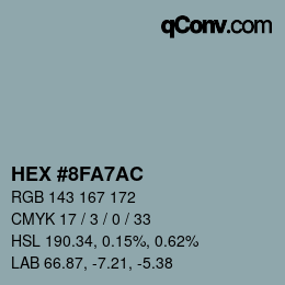 カラーコード: HEX #8FA7AC | qconv.com