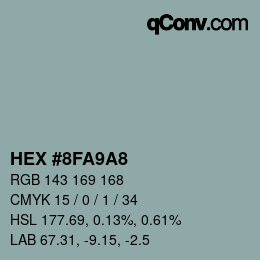 Color code: HEX #8FA9A8 | qconv.com