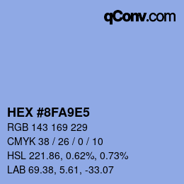 カラーコード: HEX #8FA9E5 | qconv.com