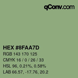 颜色代码: HEX #8FAA7D | qconv.com