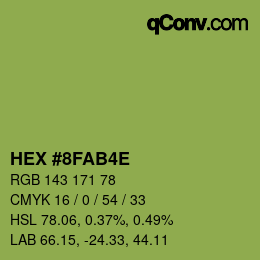 Color code: HEX #8FAB4E | qconv.com