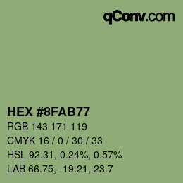 カラーコード: HEX #8FAB77 | qconv.com