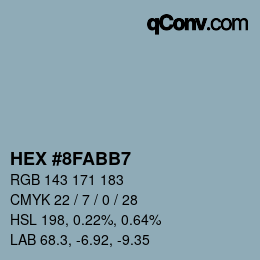 颜色代码: HEX #8FABB7 | qconv.com
