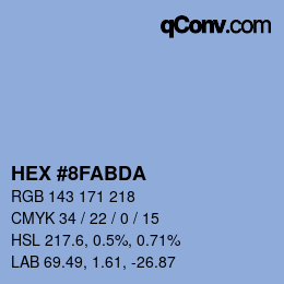 カラーコード: HEX #8FABDA | qconv.com