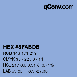 颜色代码: HEX #8FABDB | qconv.com