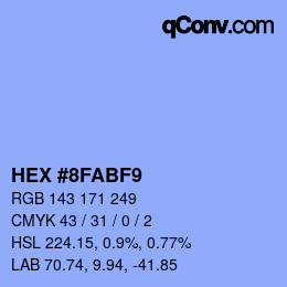 カラーコード: HEX #8FABF9 | qconv.com