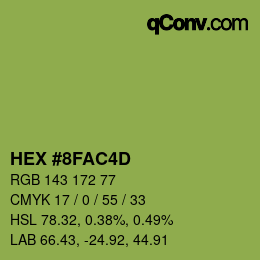 カラーコード: HEX #8FAC4D | qconv.com