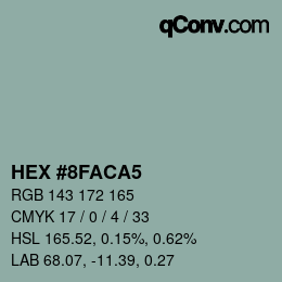Color code: HEX #8FACA5 | qconv.com
