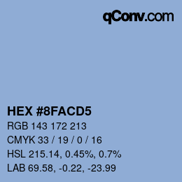 Color code: HEX #8FACD5 | qconv.com