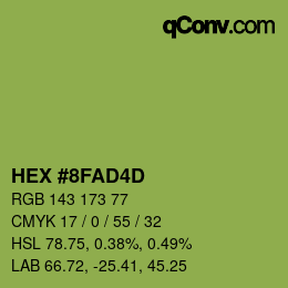 颜色代码: HEX #8FAD4D | qconv.com