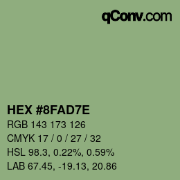 Color code: HEX #8FAD7E | qconv.com