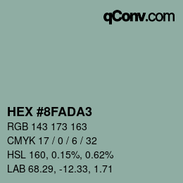 颜色代码: HEX #8FADA3 | qconv.com