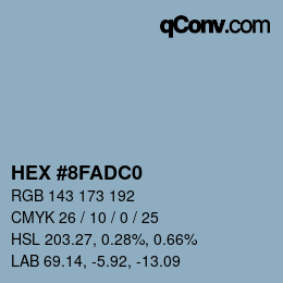 Color code: HEX #8FADC0 | qconv.com