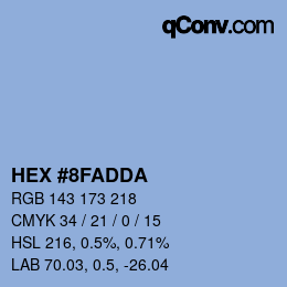 カラーコード: HEX #8FADDA | qconv.com