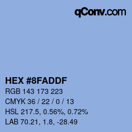 カラーコード: HEX #8FADDF | qconv.com