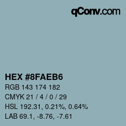 カラーコード: HEX #8FAEB6 | qconv.com