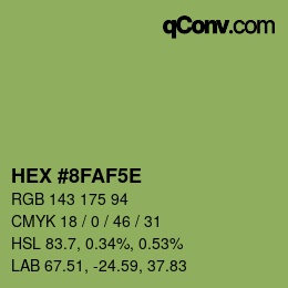 カラーコード: HEX #8FAF5E | qconv.com