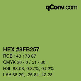 颜色代码: HEX #8FB257 | qconv.com